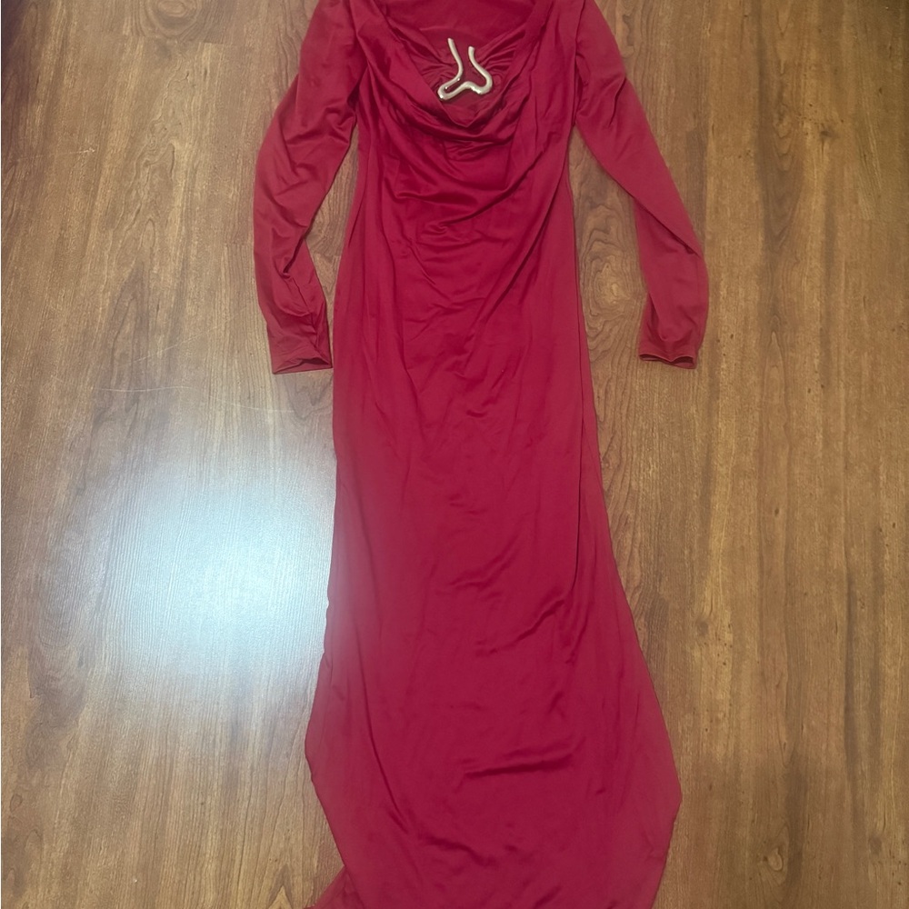 Elegant Red Long Sleeve Dress